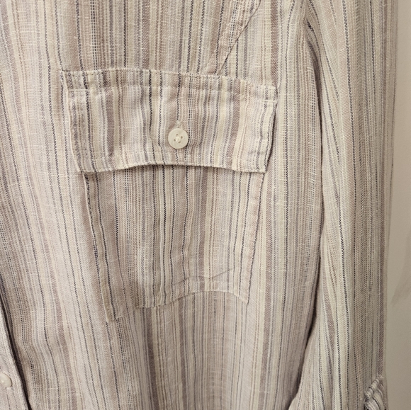 NWOT - Coldwater Creek Pink Striped Linen Button Down Camp Shirt - Size 1X - Picture 3 of 10
